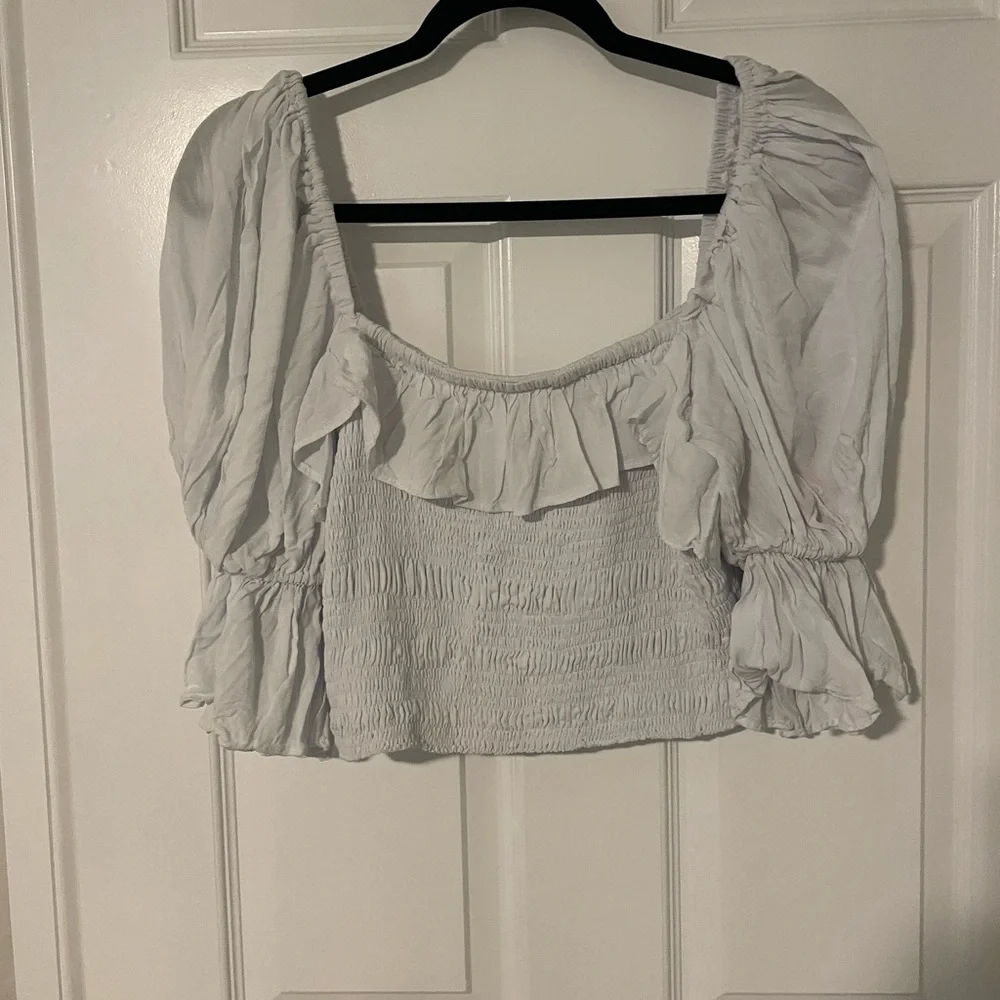 Free People Women's White Jen's‎ Pirate Booty Puff Sleeve Blouses L Size NWT